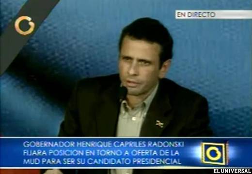 #Capriles habría aceptado candidatura para elecciones presidenciales, según Reuters Caprilesgv.jpg.520.360